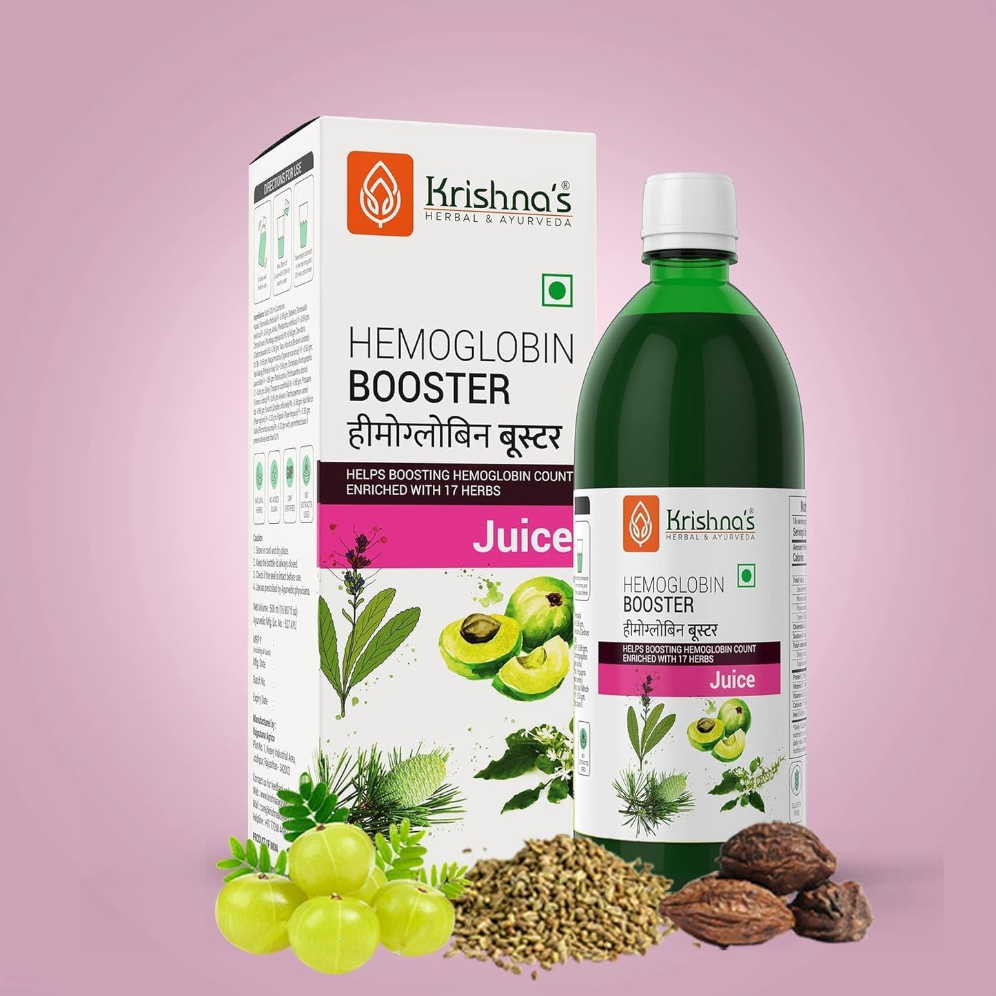 Pack of 2 500 ml Generic SS Hemoglobin Booster Juice | Enhances Haemoglobin Levels with Dev Daru, Kutki, Amla | Natural Goodness