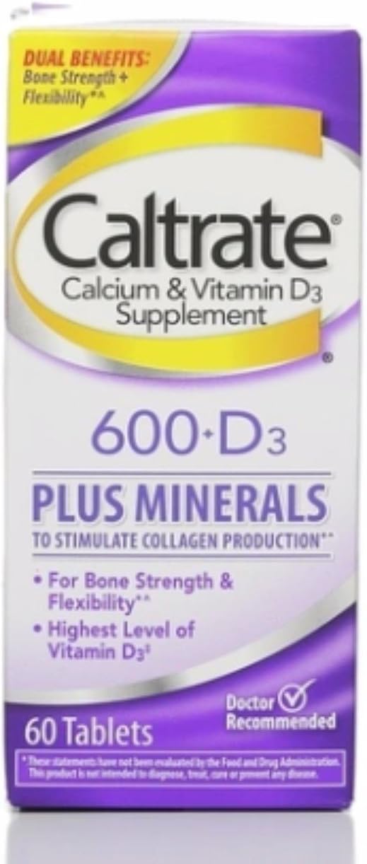 Pack of 2 Caltrate 600+D Plus Minerals Tablets - 60 ea per Pack