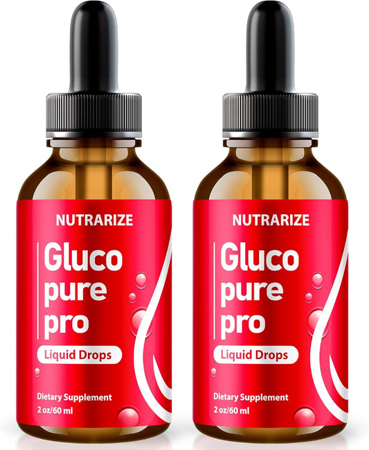 Pack of 2 Gluco Pure Pro Drops - Official Formula for Healthy Blood Sugar Levels - Premium Supplement for Overall Wellness - Gotas Review (60 Servings)