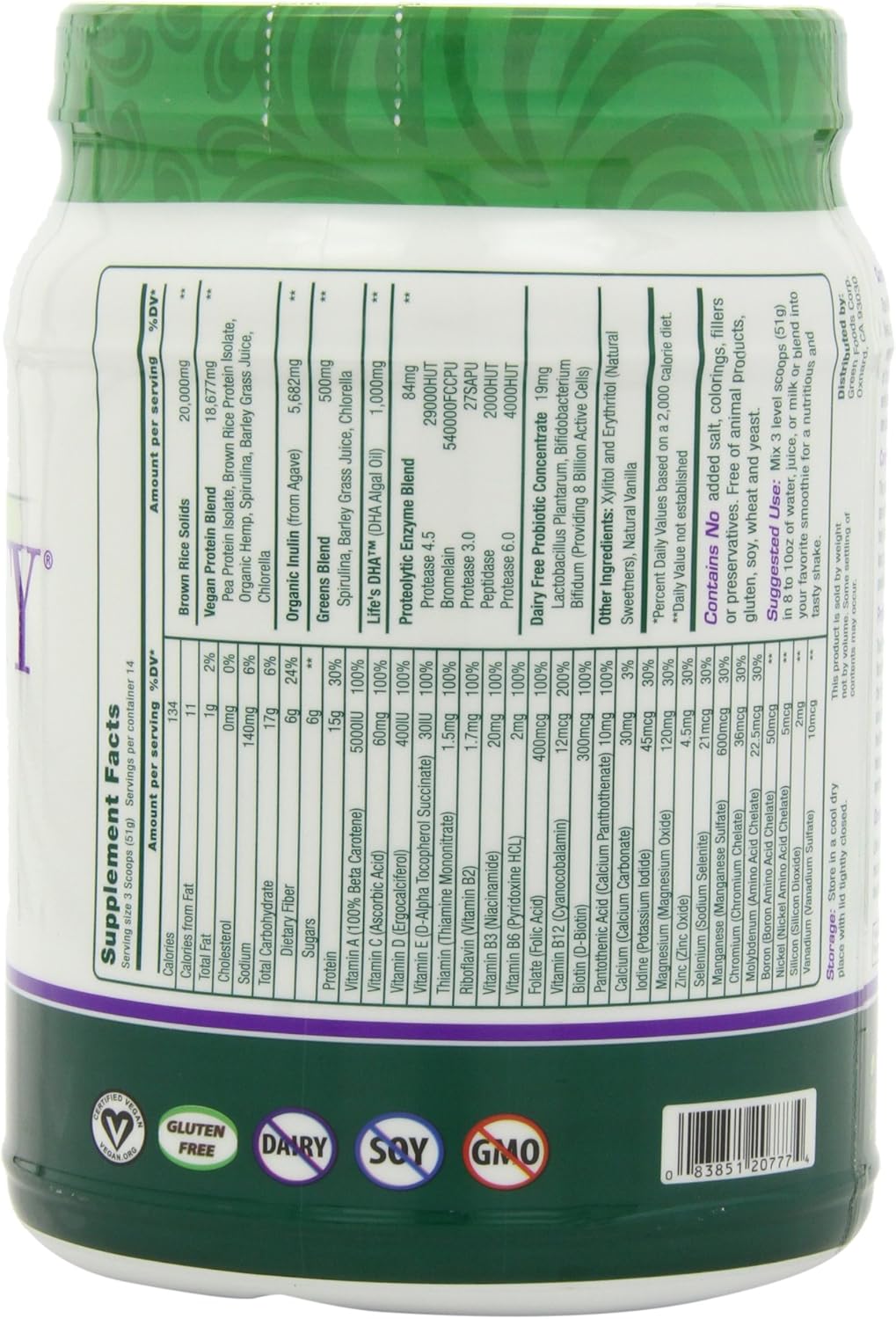 Pack of 2 Green Foods Vanilla True Vitality Plant Protein Shake - 25.2 Ounce