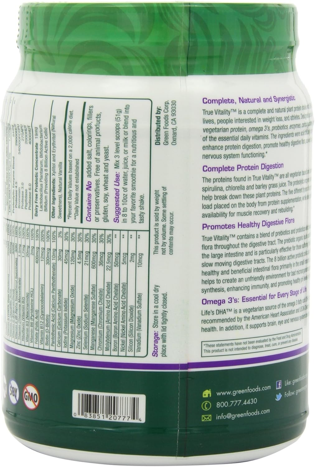 Pack of 2 Green Foods Vanilla True Vitality Plant Protein Shake - 25.2 Ounce