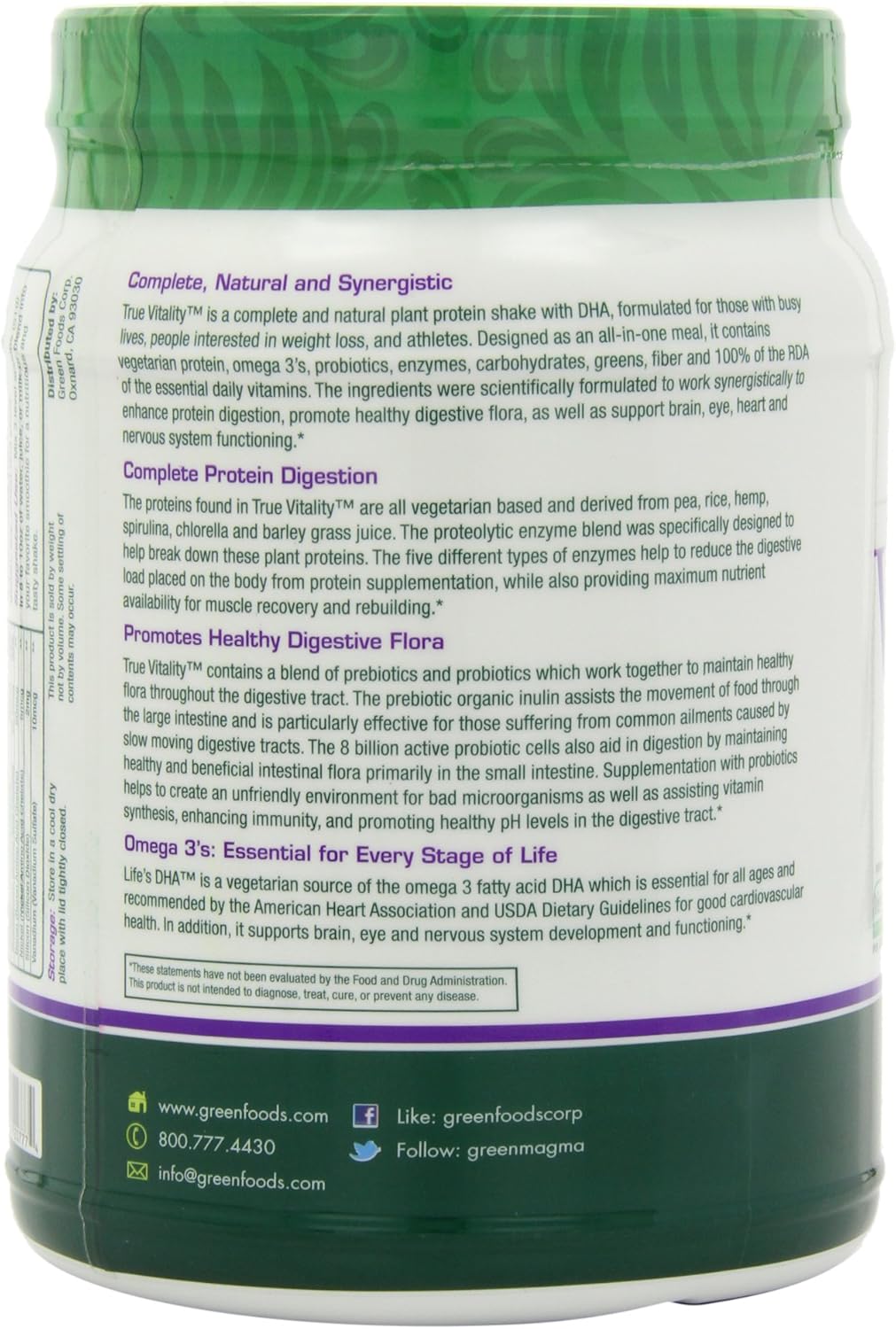 Pack of 2 Green Foods Vanilla True Vitality Plant Protein Shake - 25.2 Ounce