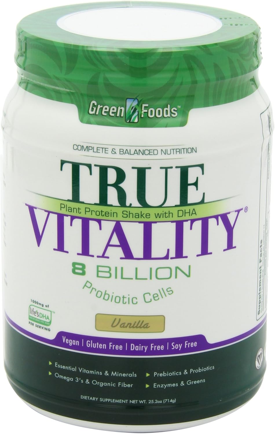 Pack of 2 Green Foods Vanilla True Vitality Plant Protein Shake - 25.2 Ounce