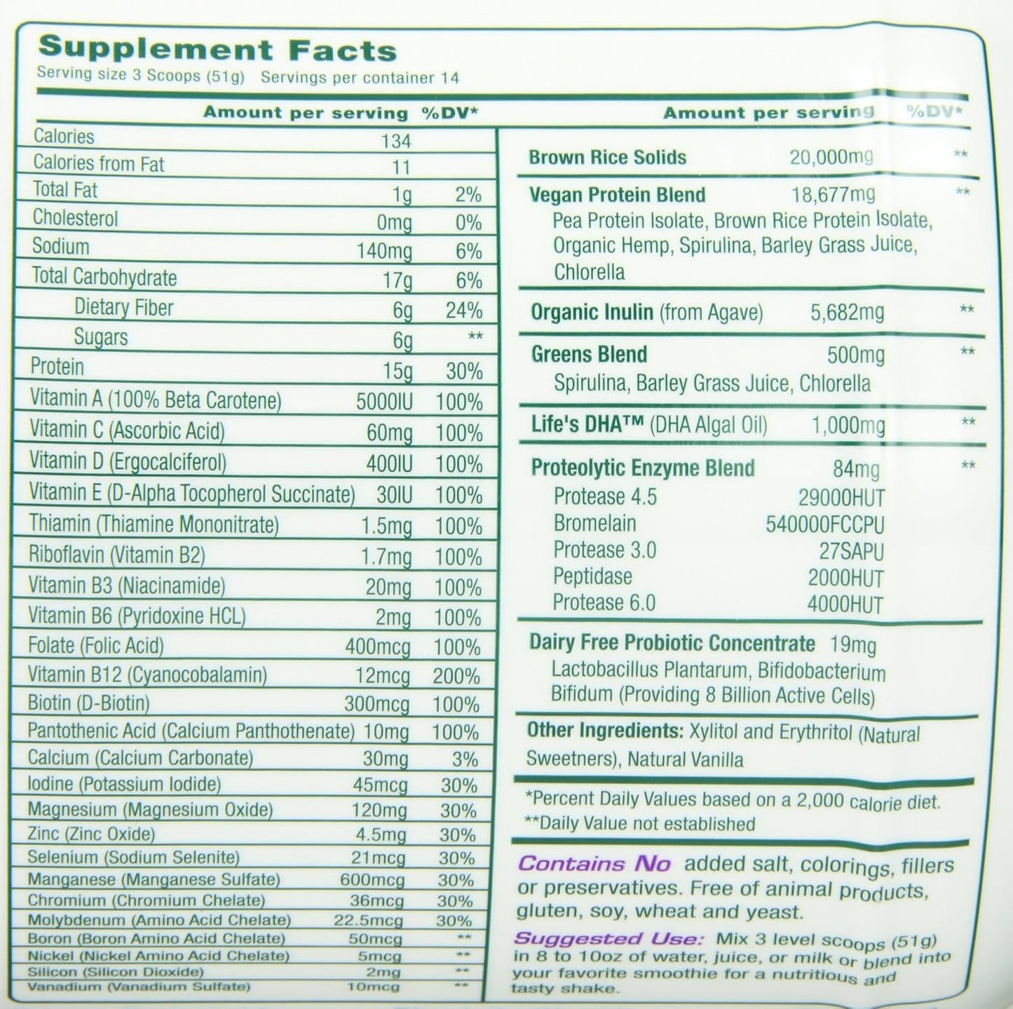 Pack of 2 Green Foods Vanilla True Vitality Plant Protein Shake - 25.2 Ounce