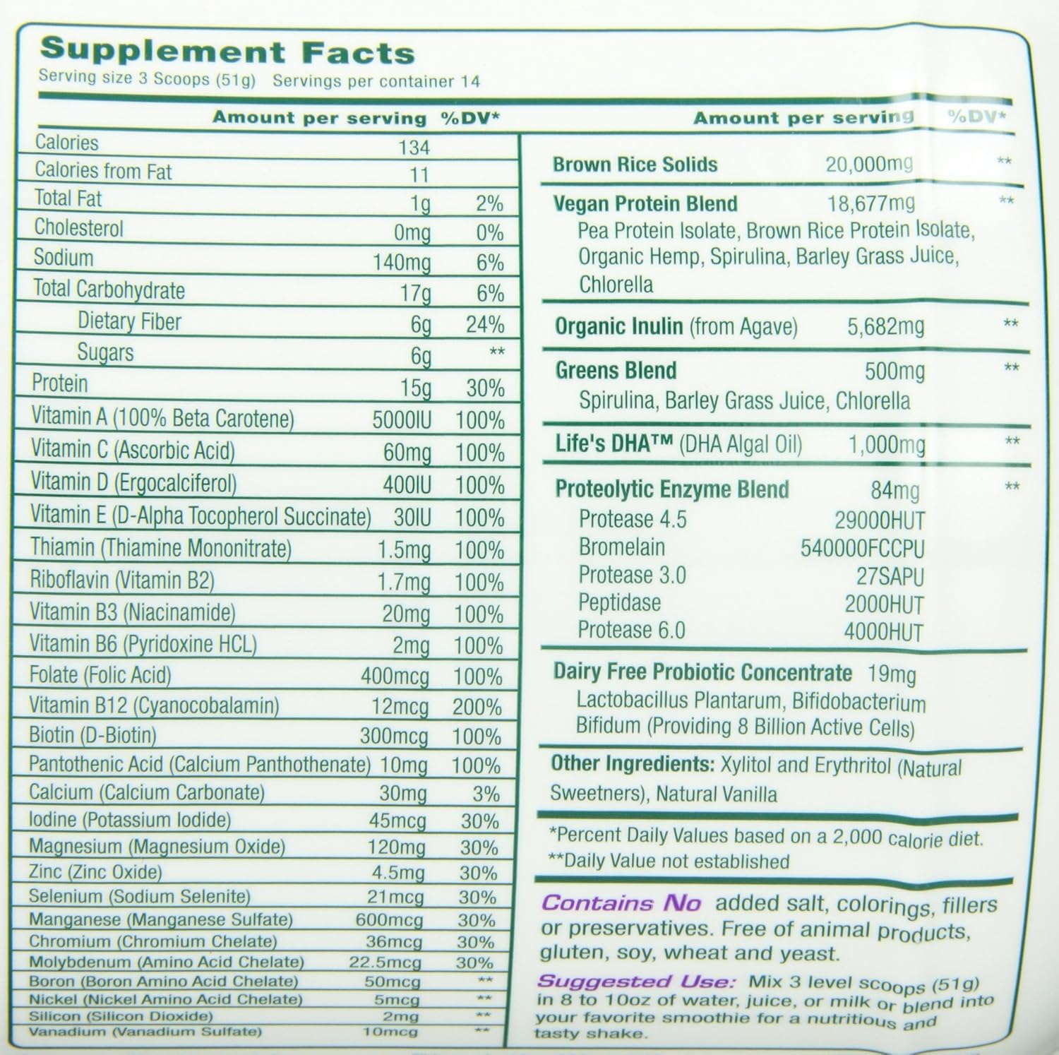 Pack of 2 Green Foods Vanilla True Vitality Plant Protein Shake - 25.2 Ounce