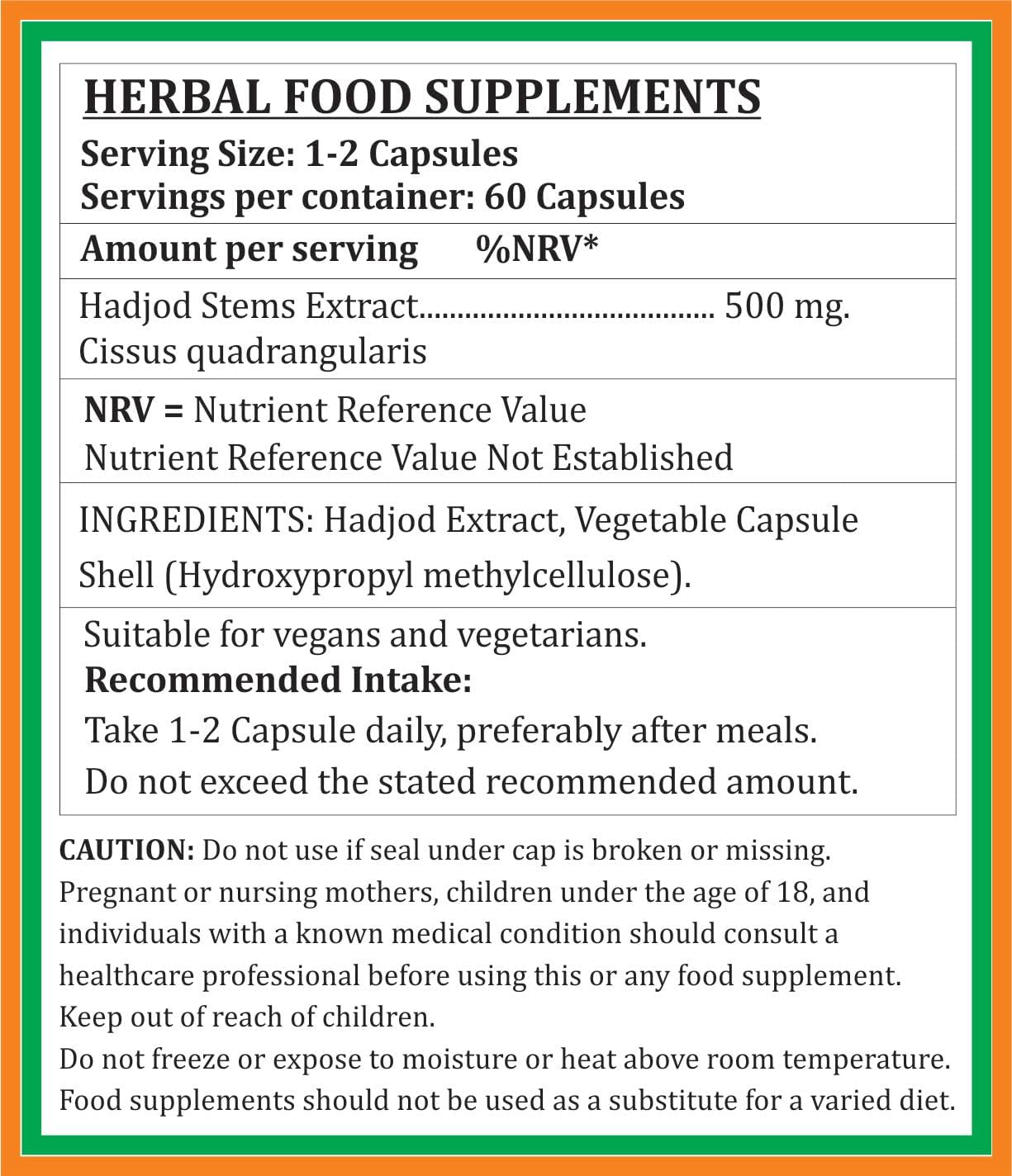 Pack of 2 Hadjod Capsules - 60 units x 500mg - Joint Health Support Supplement