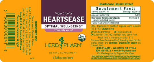Pack of 2 Herb Pharm Certified Organic Violet Liquid Extract - 1 Fl oz Each