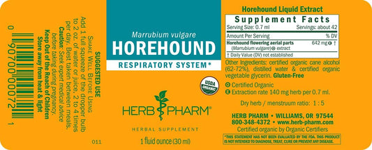 Pack of 2 Herb Pharm Horehound Liquid Extract for Respiratory System Support - 1 Ounce Bottles