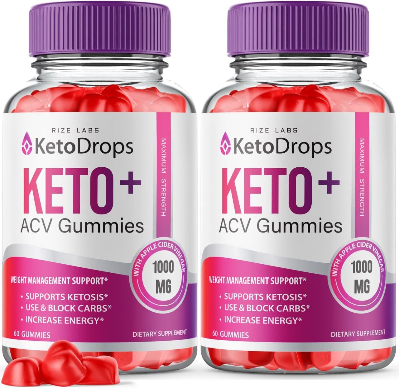 Pack of 2 Keto Drops and ACV Gummies for  Slimming Formula  - Advanced Ketosis Support with Vitamin B12 and B6 - 120 Gummies