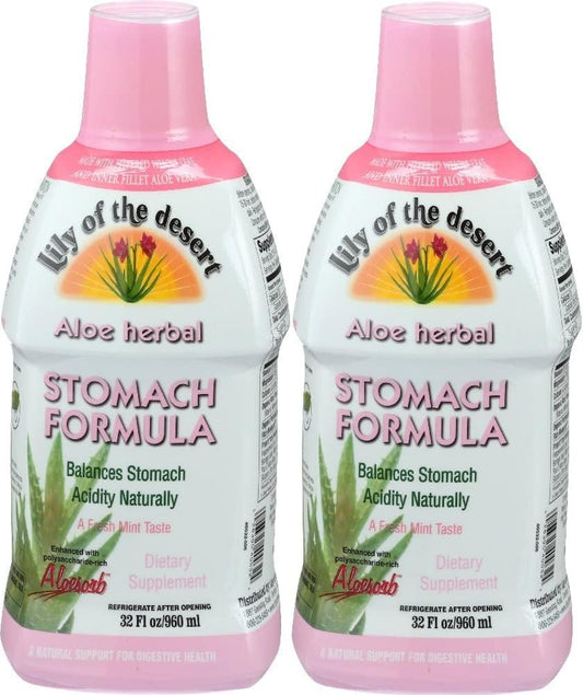 Pack of 2 Lily Of The Desert Aloe Herbal Stomach Formula 32 Fluid Ounce - Natural Digestive Support