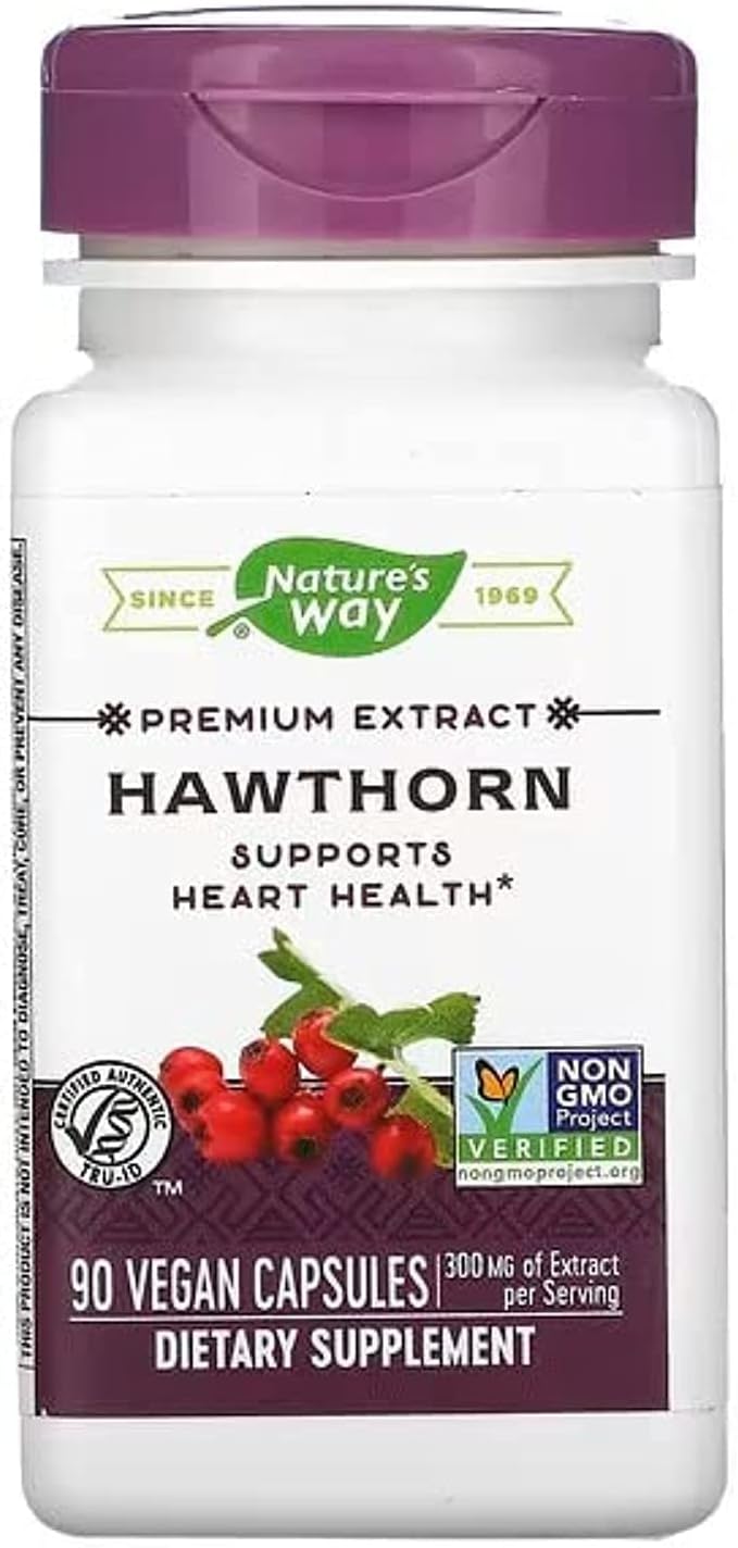 Pack of 2 Nature's Way Hawthorn Berries Capsules, 90 Count - Herbal Supplement for Heart Health and Circulation