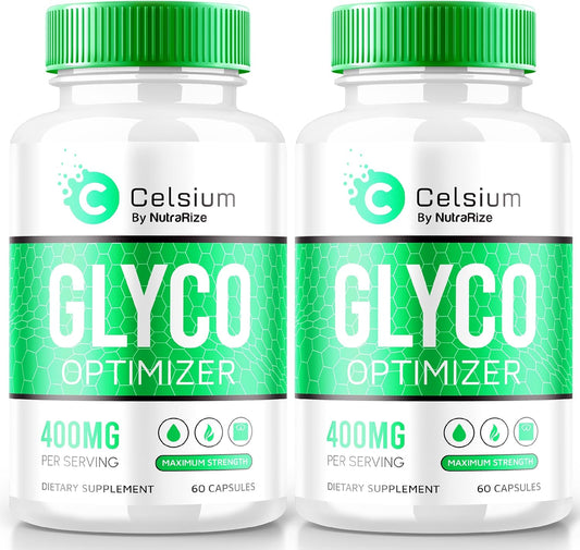 Pack of 2 NutraRize Celsium Glyco Optimizer Capsules - Blood Flow Support, All-Natural Formula with Herbal Vitamins for Stable Health - Official Reviews (120 Caps)