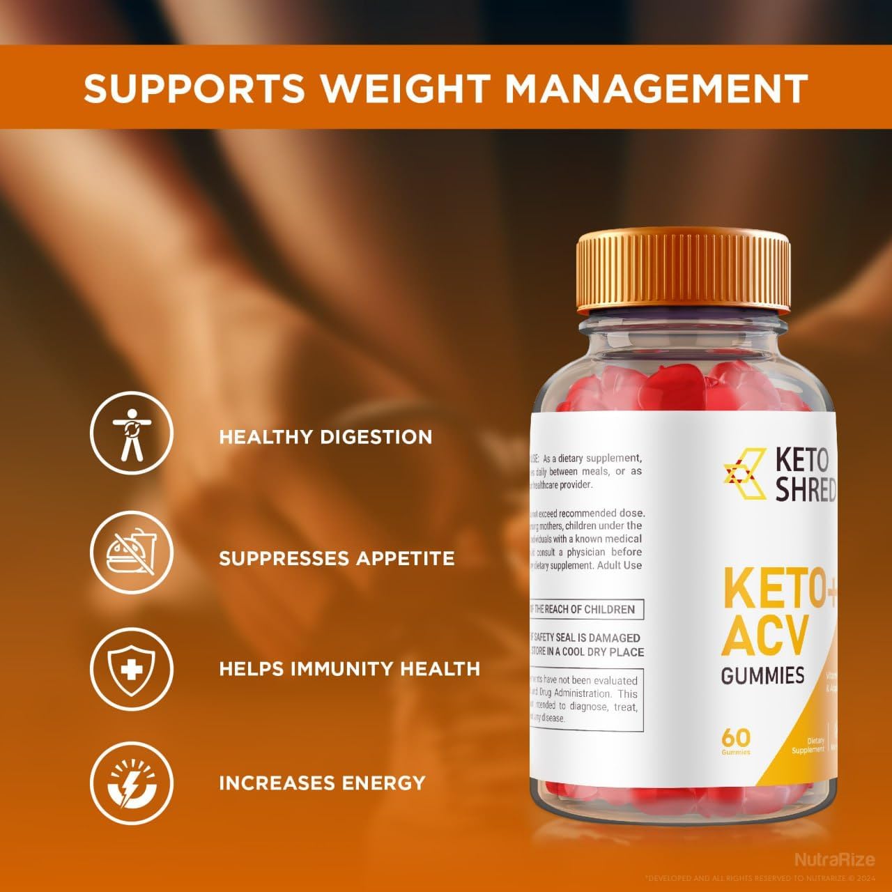 Pack of 2 NutraRize Keto Shred Max Gummies with ACV - Advanced  Slimming Formula  Formula - Keto Plus Supplement - 120 Gummies