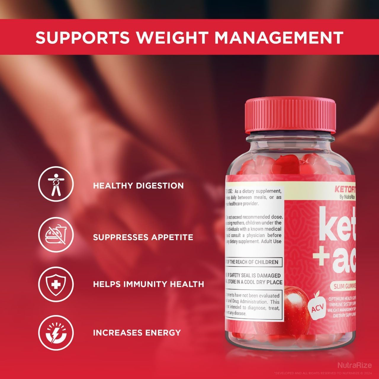 Pack of 2 NutraRize Ketofit Keto+ACV Gummies for Advanced  Slimming Formula  - Dietary Supplement with Gomitas Reviews (120 Gummies)