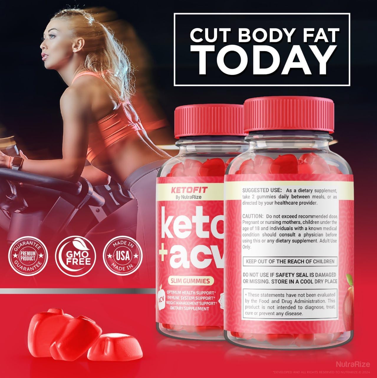 Pack of 2 NutraRize Ketofit Keto+ACV Gummies for Advanced  Slimming Formula  - Dietary Supplement with Gomitas Reviews (120 Gummies)