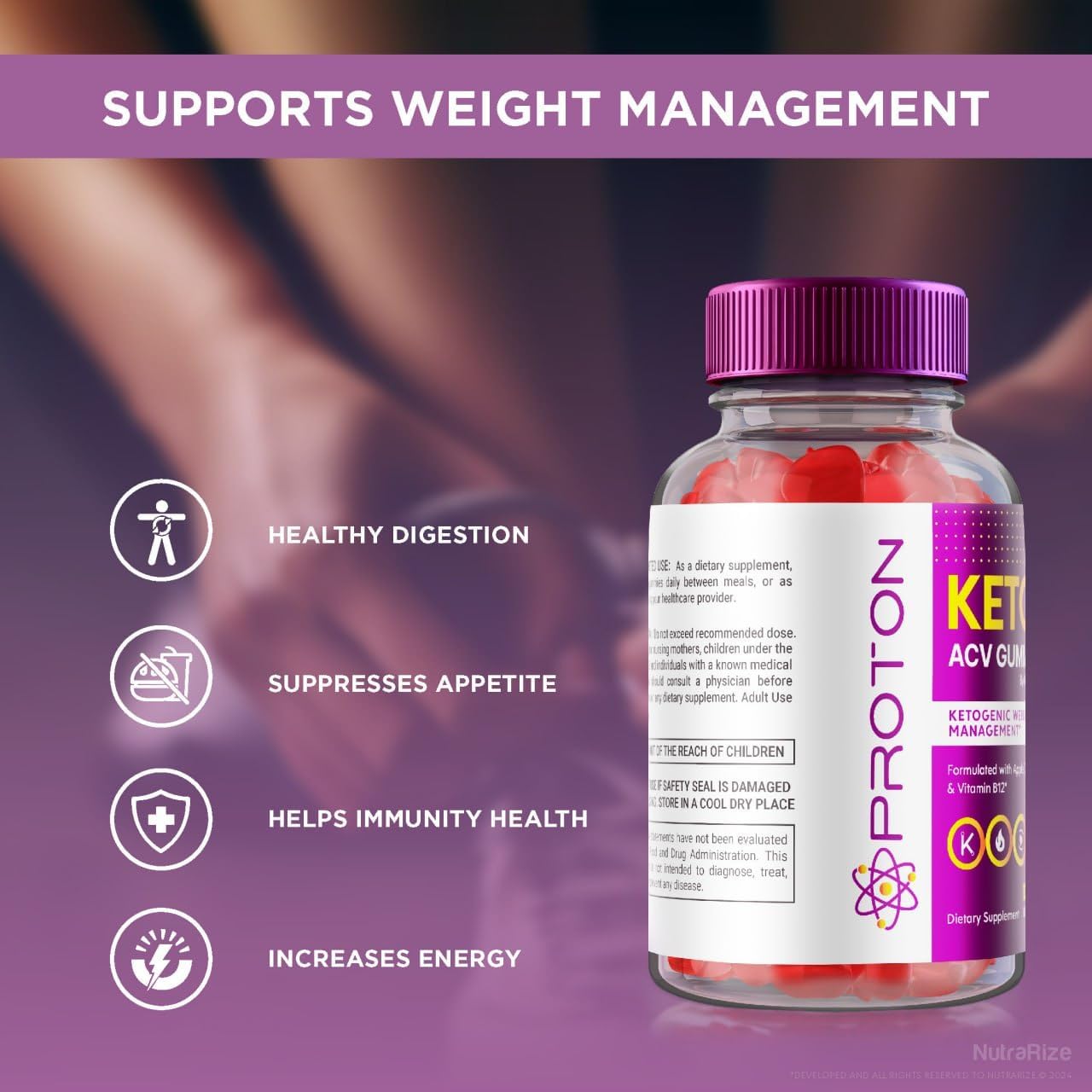 Pack of 2 NutraRize Proton Keto+ ACV Gummies - 1000 MG Advanced Weight Health Supplement - Maximum Strength Proton Keto Gummy - 120 Gomitas Reviews