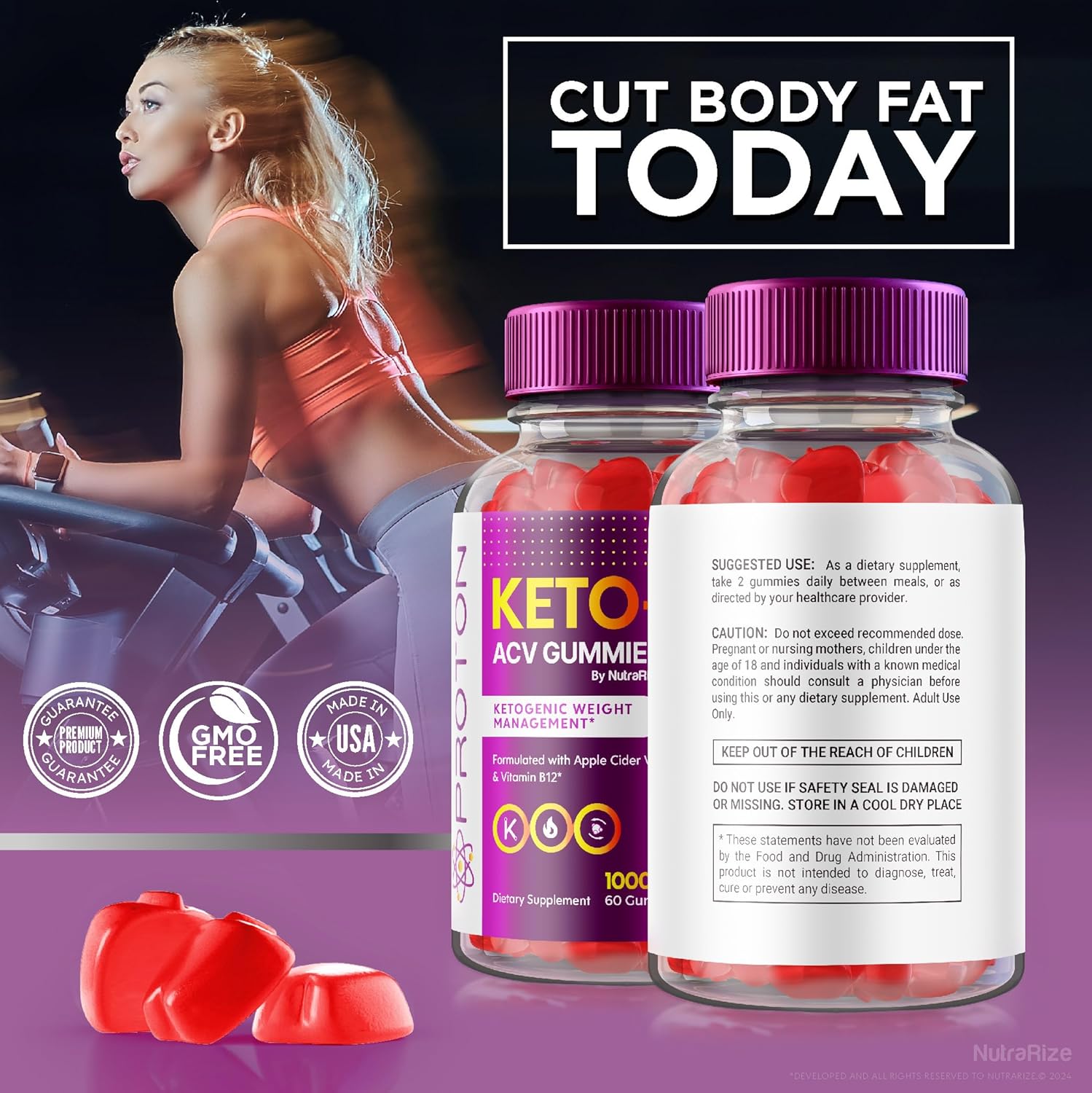 Pack of 2 NutraRize Proton Keto+ ACV Gummies - 1000 MG Advanced Weight Health Supplement - Maximum Strength Proton Keto Gummy - 120 Gomitas Reviews