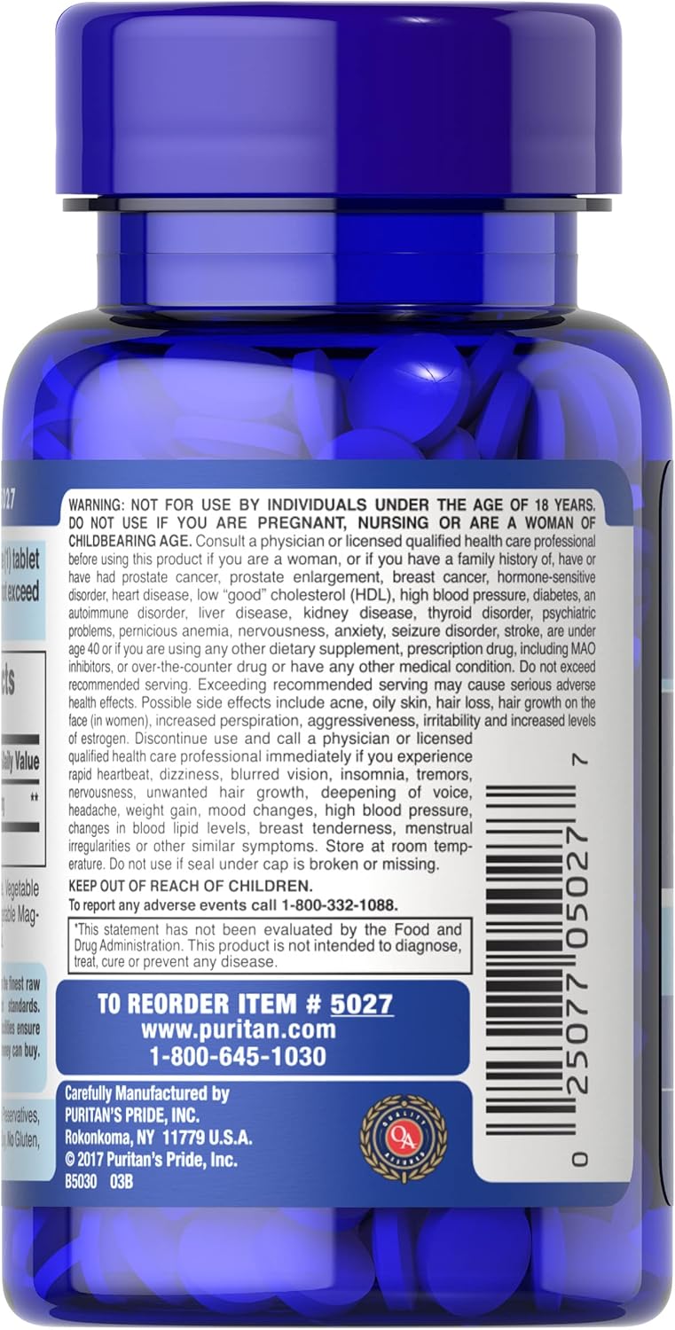 Pack of 2 Puritan's Pride DHEA 50mg Capsules for Sugar Metabolism Support - 100 Count