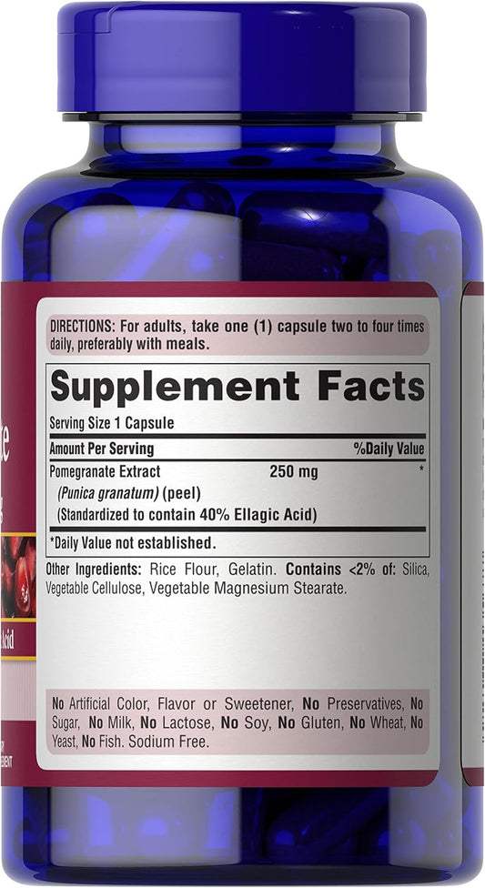 Pack of 2 Puritan's Pride Pomegranate Extract Capsules, 250 Mg, 120 Count - Antioxidant Supplement for Overall Wellness