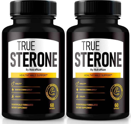 (Pack of 2) True Sterone for Men – All-Natural Daily Formula Made to Support Energy, Confidence, and Balanced Health. Feel Your Best with Just 2 Easy-to-Swallow Pills a Day (120 Capsules)