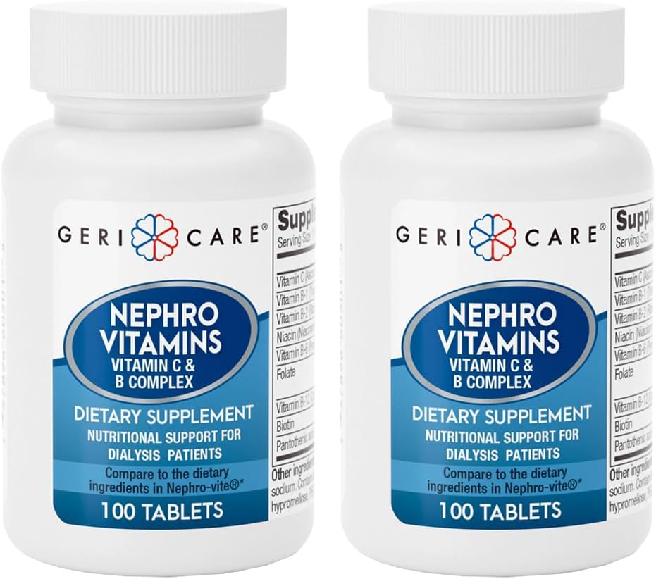 Pack of 200 GeriCare Nephro Vitamin C & B Complex Tablets for Nutritional Support