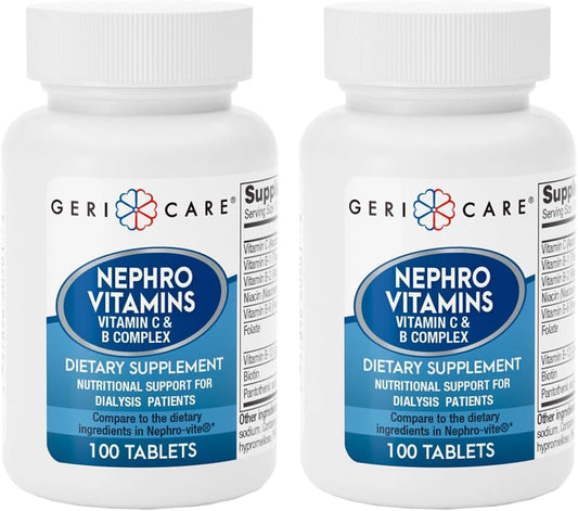 Pack of 200 GeriCare Nephro Vitamin C & B Complex Tablets for Nutritional Support