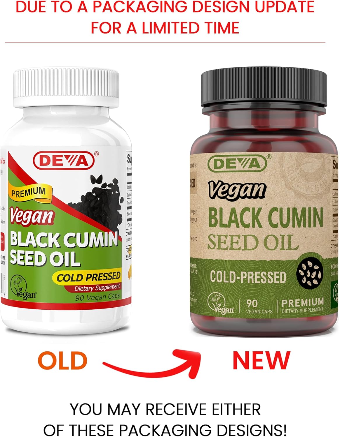 Pack of 3 Deva Vegan Nutrition Black Cumin Seed Oil Capsules, Cold-Pressed and Unrefined