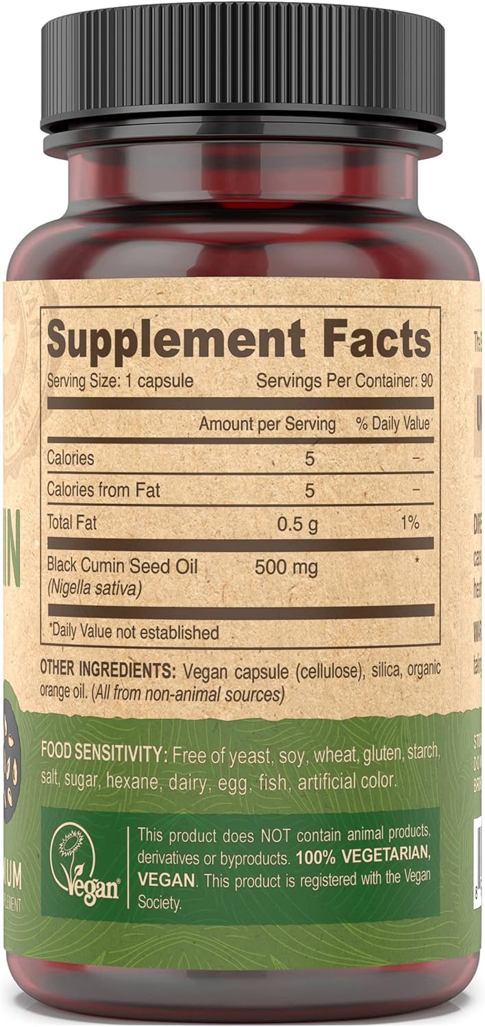 Pack of 3 Deva Vegan Nutrition Black Cumin Seed Oil Capsules, Cold-Pressed and Unrefined