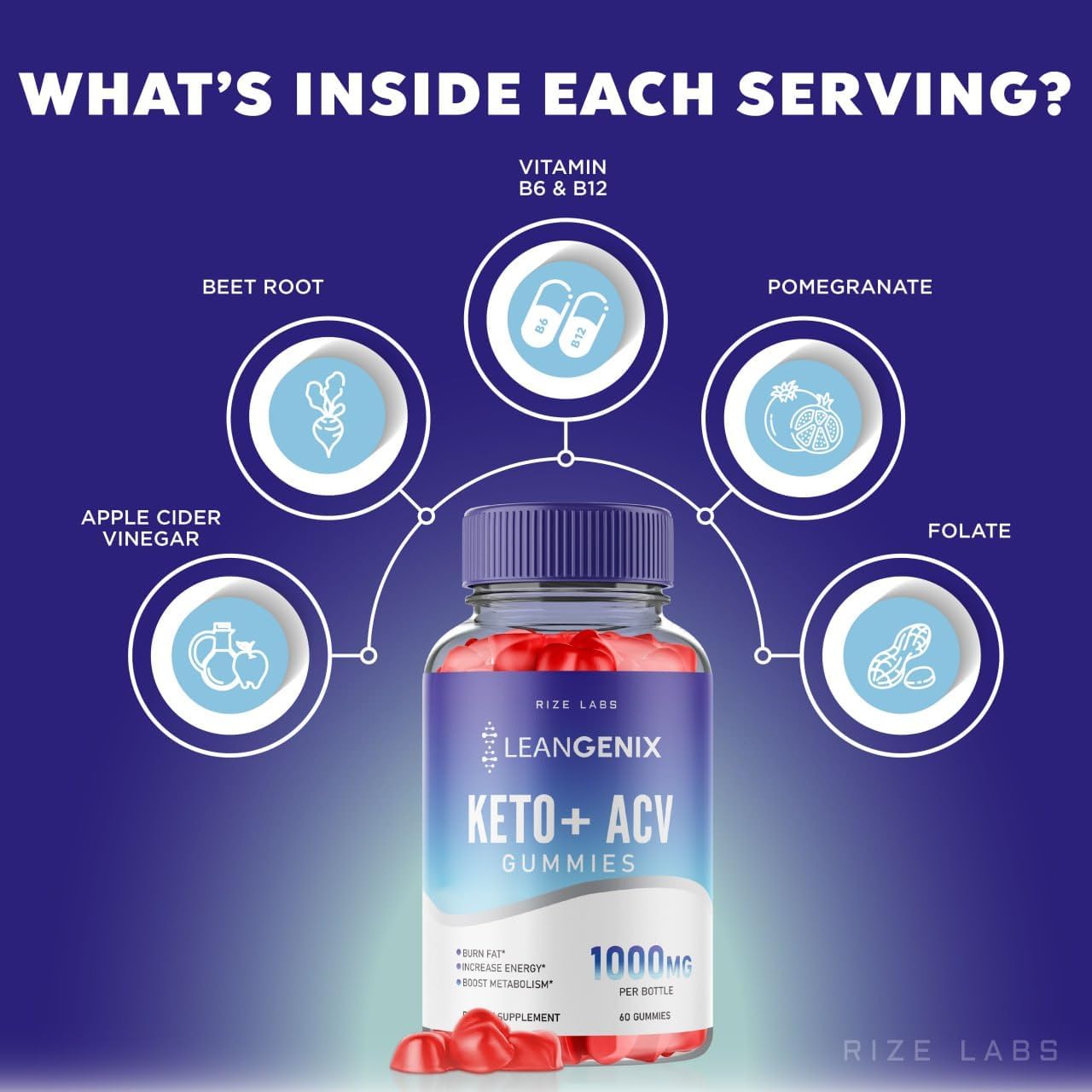 Pack of 3 Leangenix Keto + ACV Gummies for Advanced  Slimming Formula  - Burn Fat & Boost Energy - 180 Gummies