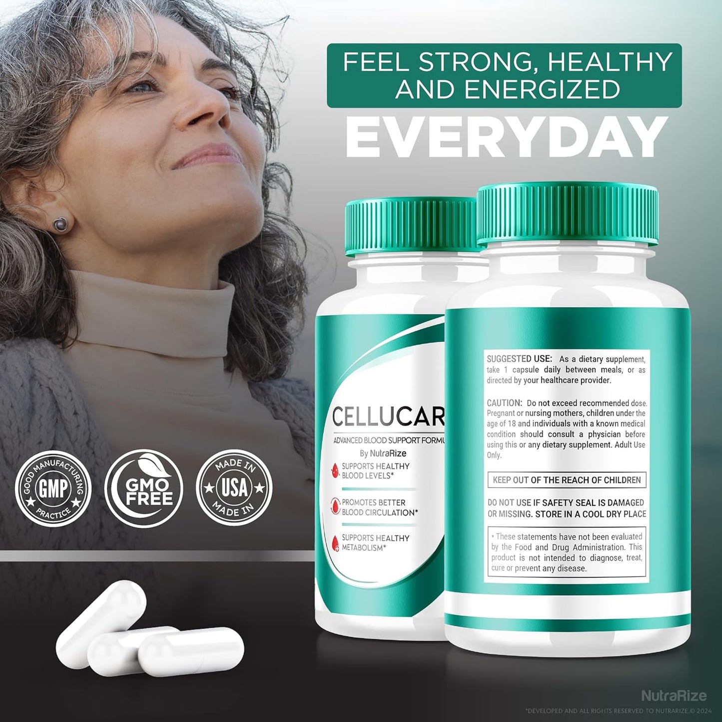 Pack of 3 NutraRize Cellucare Capsules for Blood Health Support - Maximum Strength Formula for Healthy Levels - All Natural Pills to Improve Health - 180 Tablets Reviews