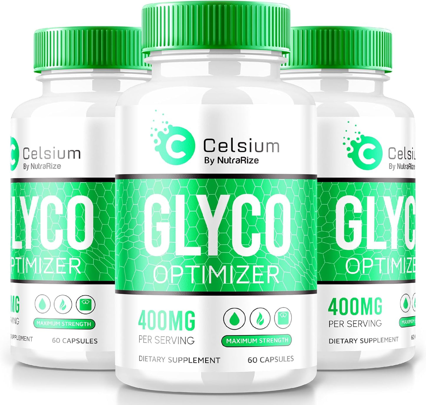 Pack of 3 NutraRize Celsium Glyco Optimizer Capsules - Maximum Strength Blood Flow Support with Herbal Vitamins Formula for Overall Health - Official Reviews (180 Capsules)