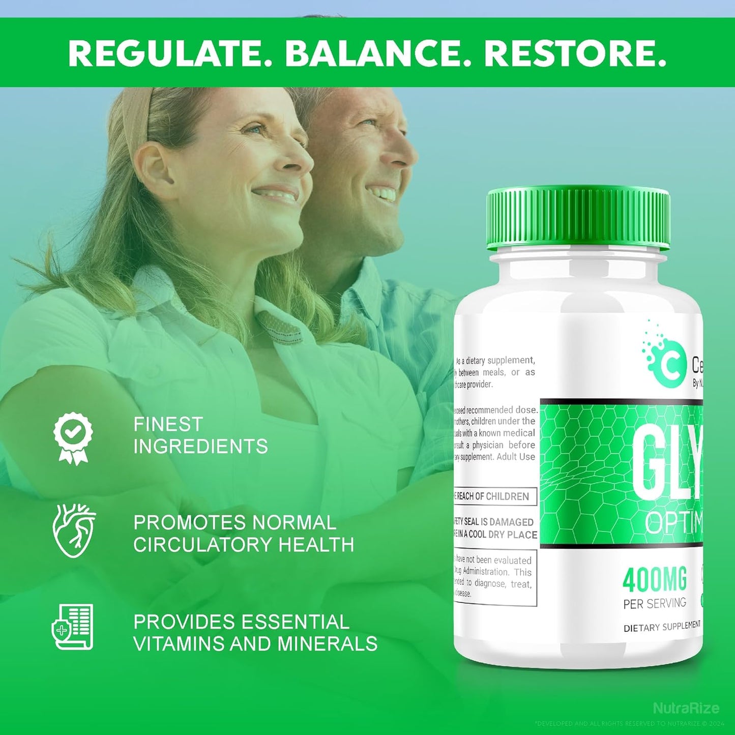 Pack of 3 NutraRize Celsium Glyco Optimizer Capsules - Maximum Strength Blood Flow Support with Herbal Vitamins Formula for Overall Health - Official Reviews (180 Capsules)