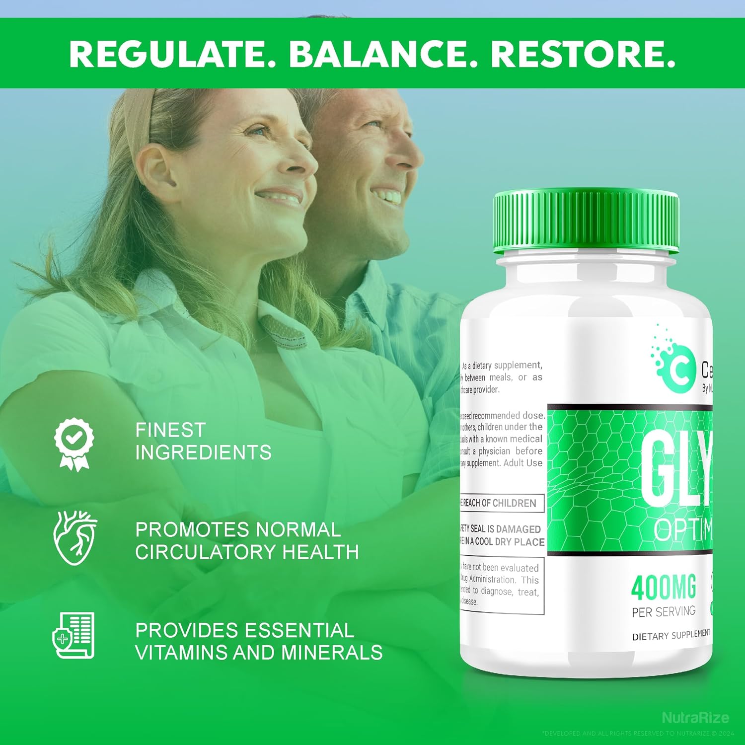 Pack of 3 NutraRize Celsium Glyco Optimizer Capsules - Maximum Strength Blood Flow Support with Herbal Vitamins Formula for Overall Health - Official Reviews (180 Capsules)