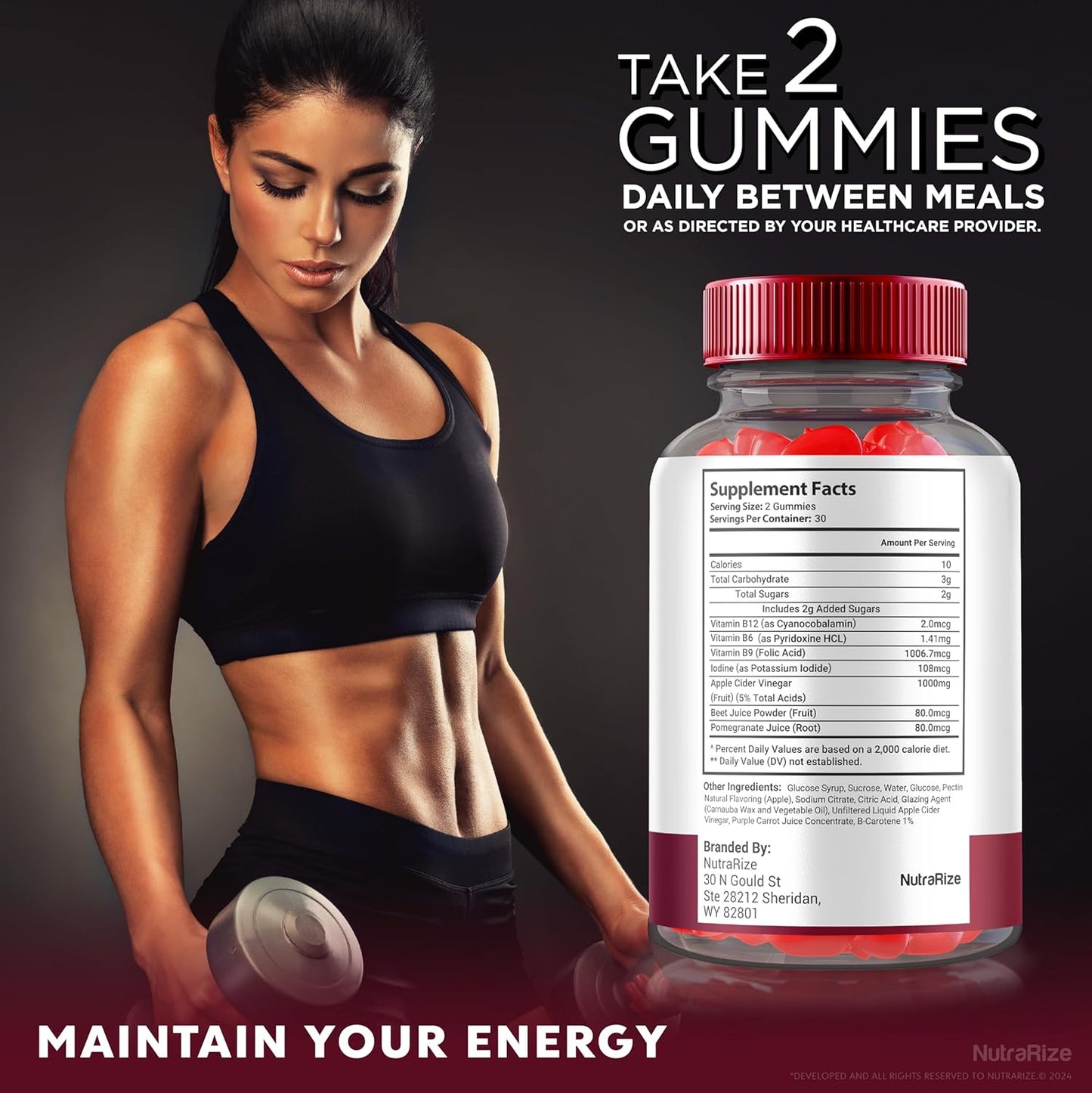 Pack of 3 NutraRize Ketogenic Keto ACV Gummies for  Slimming Formula  & Detox - Apple Cider Vinegar Supplement (180 Gummies)