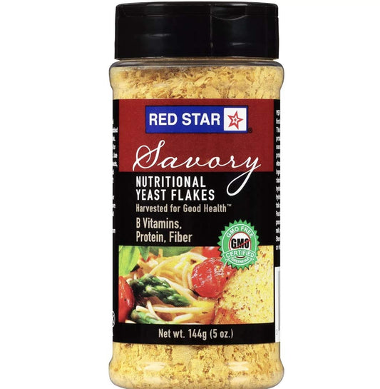 Pack of 3 Red Star Savory Nutritional Yeast Flakes 5 oz. Shaker - Vegan Cheese Alternative for Seasoning and Cooking