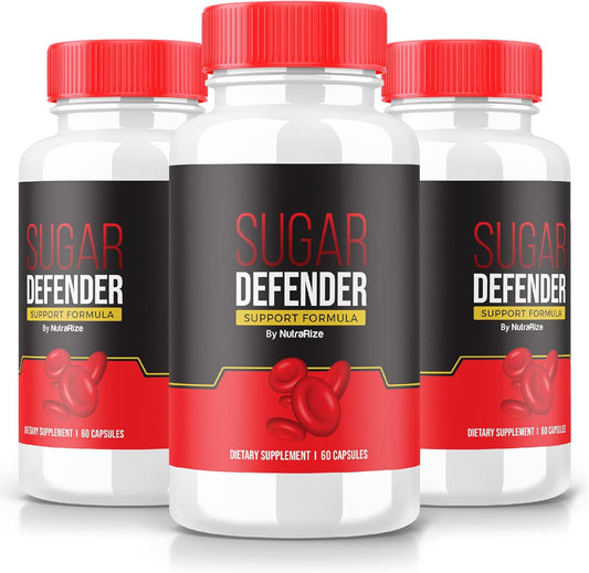 Pack of 3 Sugar Defender Supplement - Maintain Healthy Sugar Levels, All-Natural Dietary Pills for Wellness - 180 Capsules