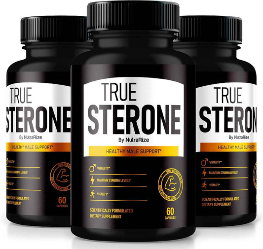 (Pack of 3 True Sterone for Men – All-Natural Daily Formula Made to Support Energy, Confidence, and Balanced Health. Feel Your Best with Just 2 Easy-to-Swallow Pills a Day (180 Capsules)