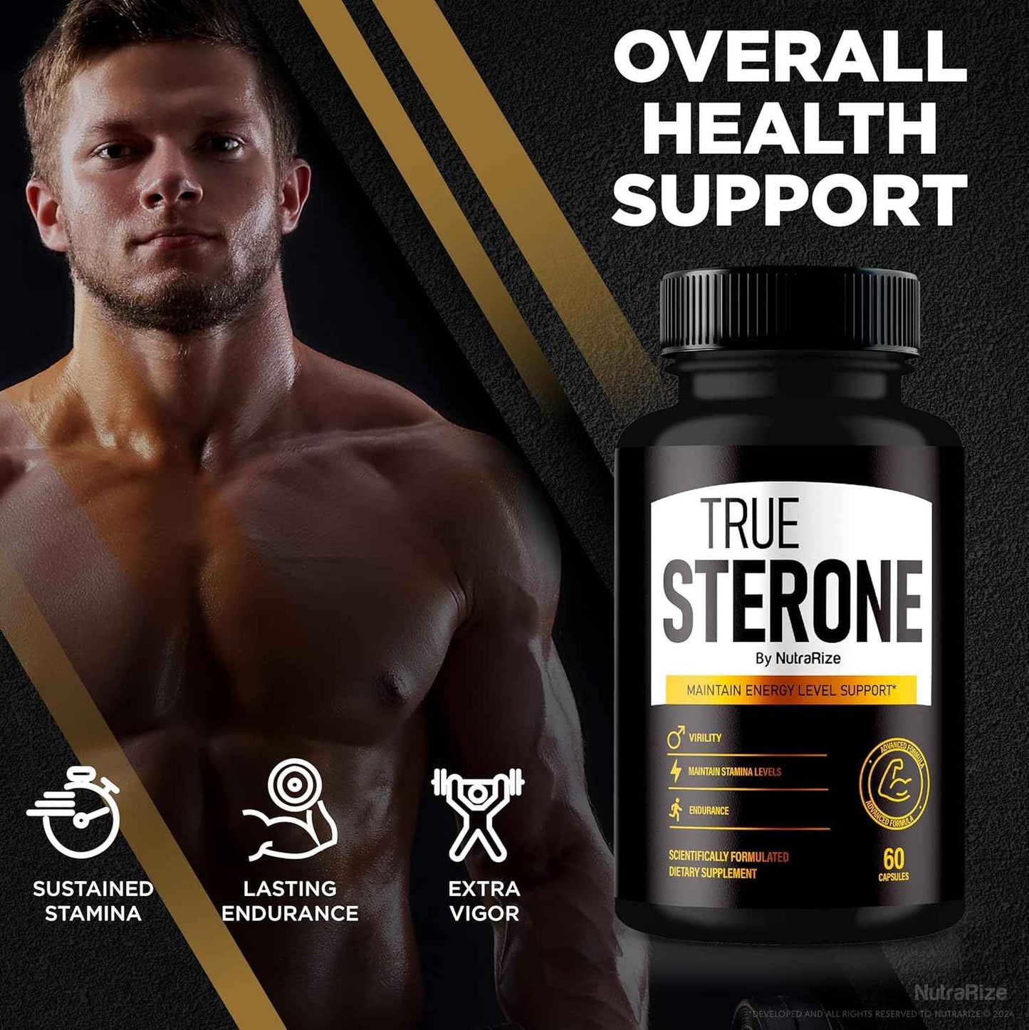 (Pack of 3 True Sterone for Men – All-Natural Daily Formula Made to Support Energy, Confidence, and Balanced Health. Feel Your Best with Just 2 Easy-to-Swallow Pills a Day (180 Capsules)