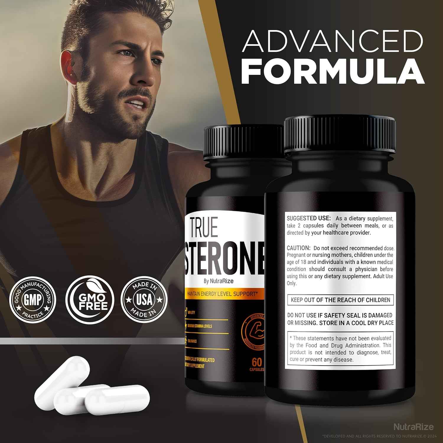 (Pack of 3 True Sterone for Men – All-Natural Daily Formula Made to Support Energy, Confidence, and Balanced Health. Feel Your Best with Just 2 Easy-to-Swallow Pills a Day (180 Capsules)