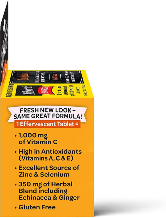 Pack of 30 Airborne 1000mg Vitamin C with Zinc Effervescent Tablets - Immune Support Supplement with Antioxidants - Zesty Orange Flavor