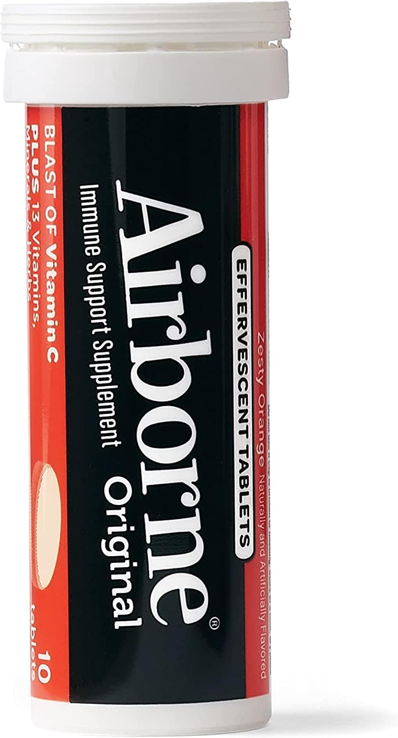Pack of 30 Airborne 1000mg Vitamin C with Zinc Effervescent Tablets - Immune Support Supplement with Antioxidants - Zesty Orange Flavor