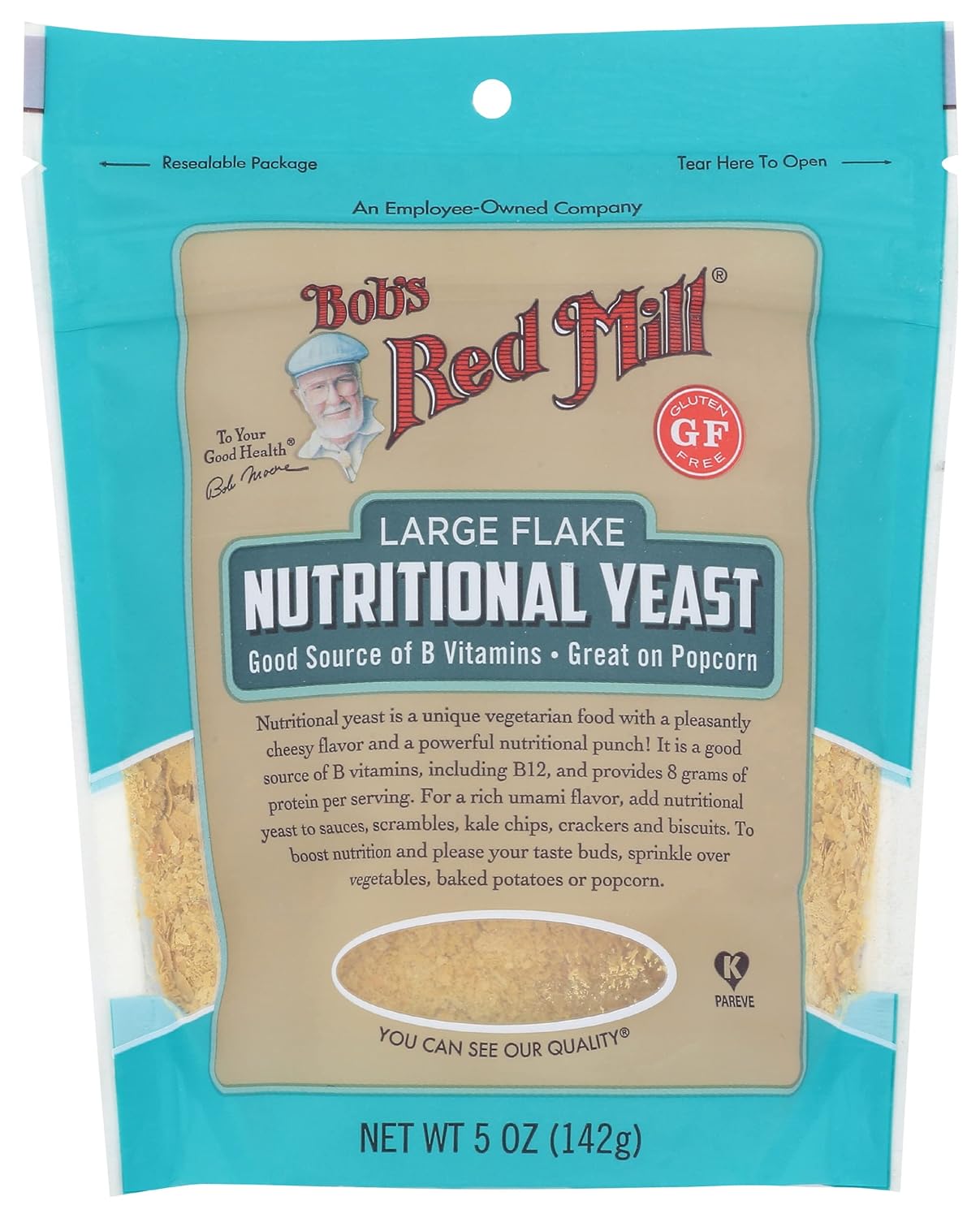 Pack of 4 Bob's Red Mill Nutritional Yeast Seasoning - Non-GMO, Vegan, Gluten-Free, High in Protein & Vitamins - Healthy Parmesan Cheese Alternative