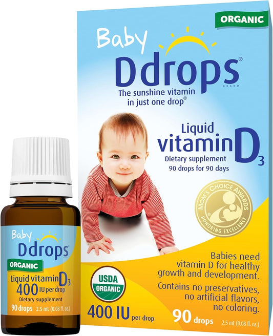 Pack of 4 Ddrops 1072834 Vitamin D3 Drops for Babies - 400 IU Liquid, 0.08 Fl. Oz