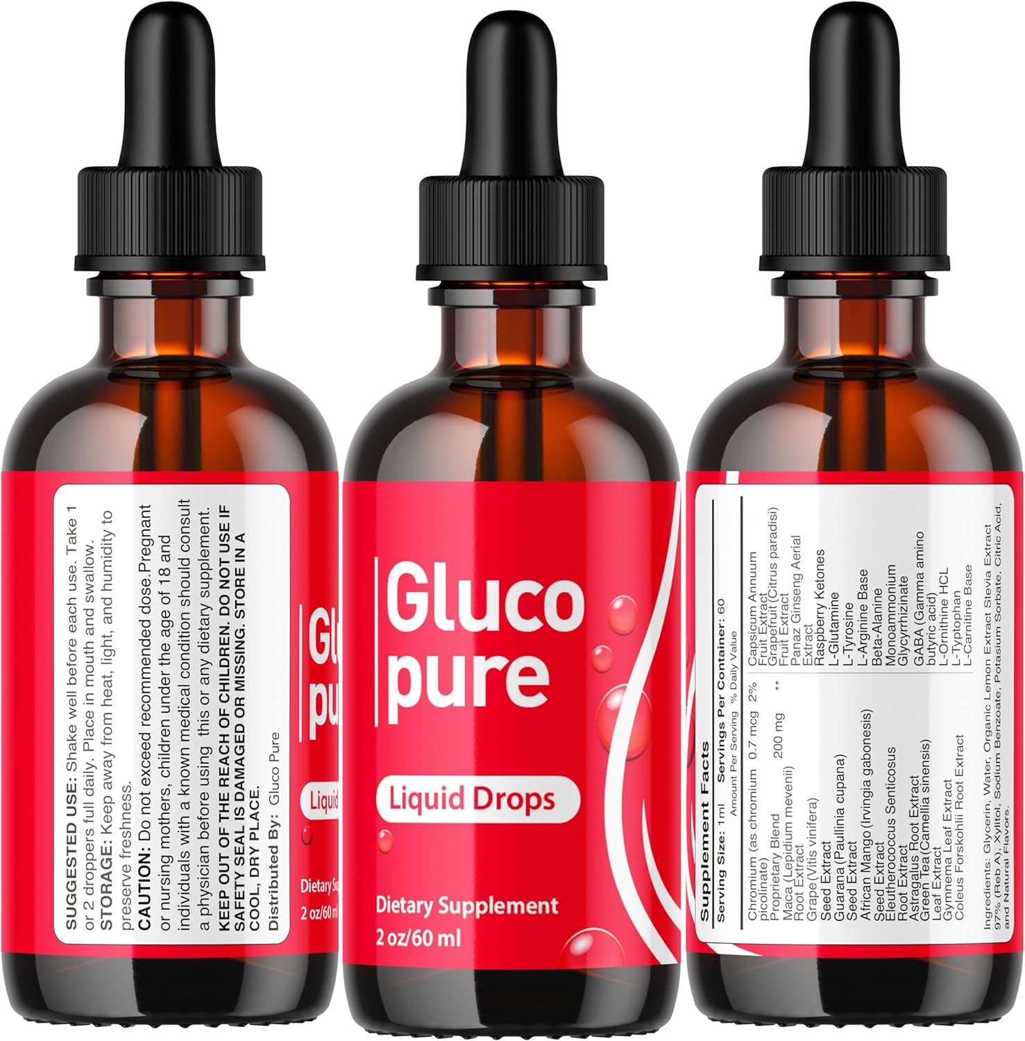 Pack of 5 GlucoPure Liquid Drops - Enhance Your GlucoPure Experience with this Bottle of Liquid Drops for 5 Months