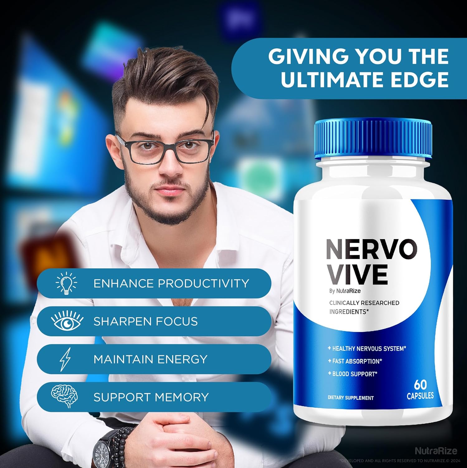 Pack of 5 NervoVive Capsules - All Natural Nerve Health Support Supplement (300 Capsules)