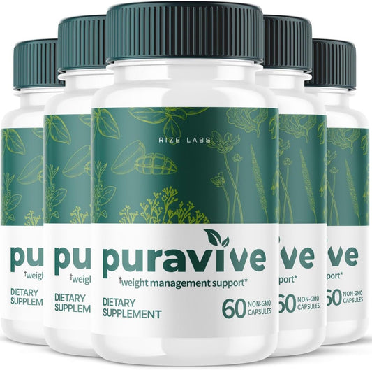 Pack of 5 Puravive Weight Health Pills with Exotic Rice Capsules for Weight Support and Detox - All-Natural Formula (300 Capsules)