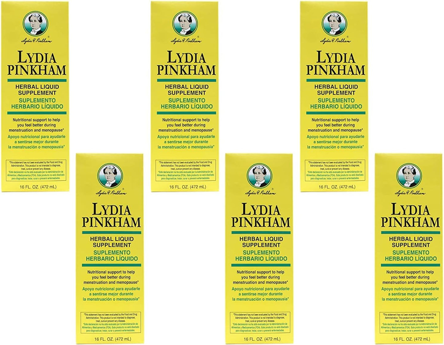 Pack of 6 Lydia Pinkham Herbal Liquid Supplement - 16 oz Bottles for Natural Wellness