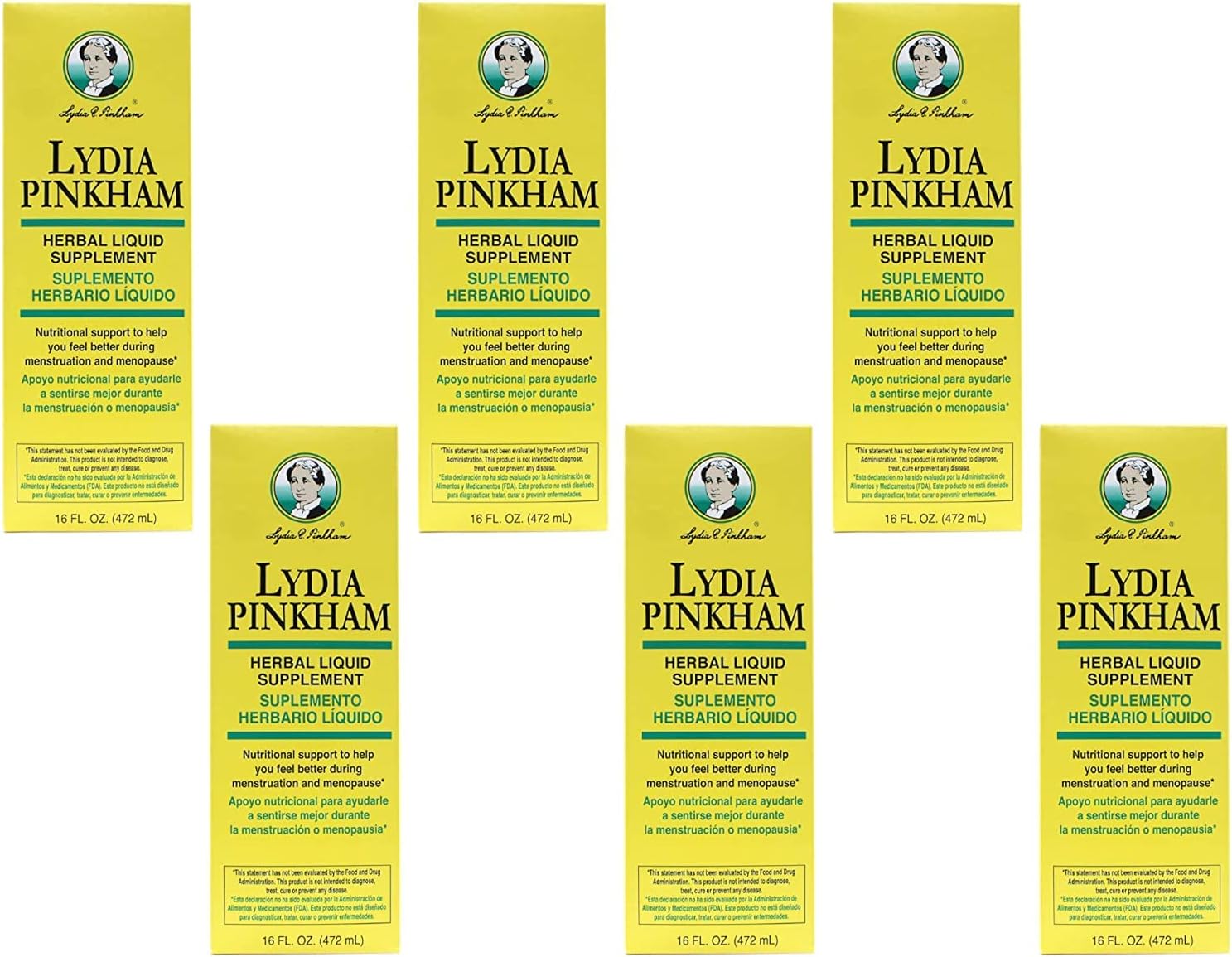 Pack of 6 Lydia Pinkham Herbal Liquid Supplement - 16 oz Bottles for Natural Wellness