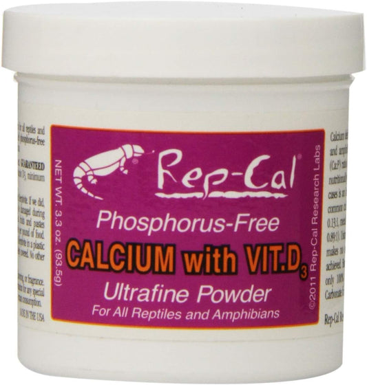 Pack of 6 Rep-Cal Phosphorus Free Calcium with Vitamin D3 Ultrafine Powder 3.3 oz