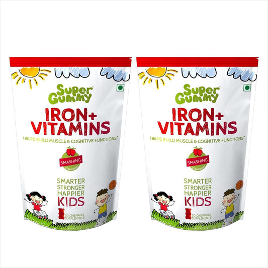 Pack of 60 Organic Touch Super Gummy Iron & Vitamins Gummies for Kids - Enhance Muscle Growth and Cognitive Function with Chewable Bears